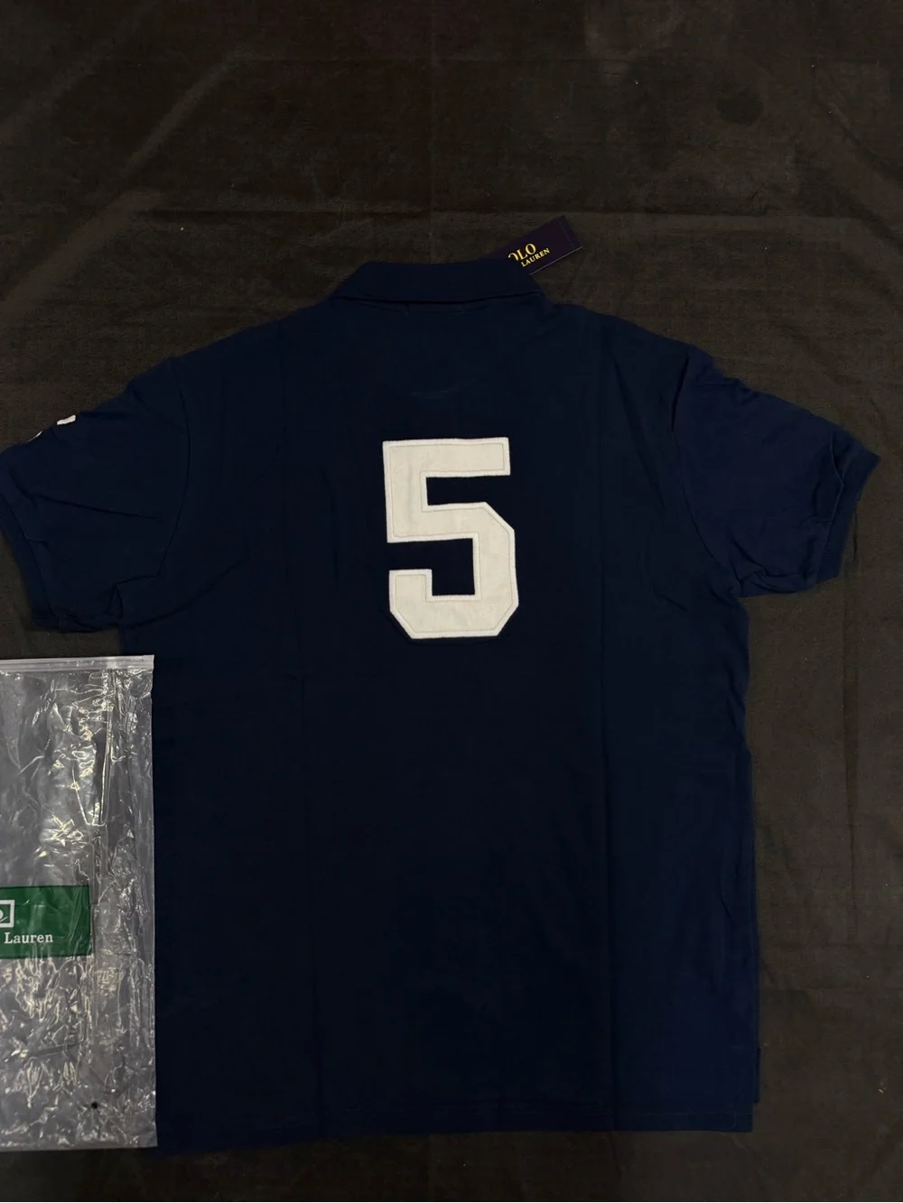 Ralph Lauren Navy Polo with White Embroidered Logo and New York Script